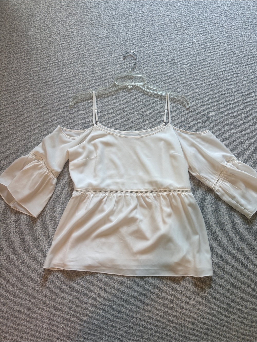 Women's White Cold-Shoulder Peasant Top